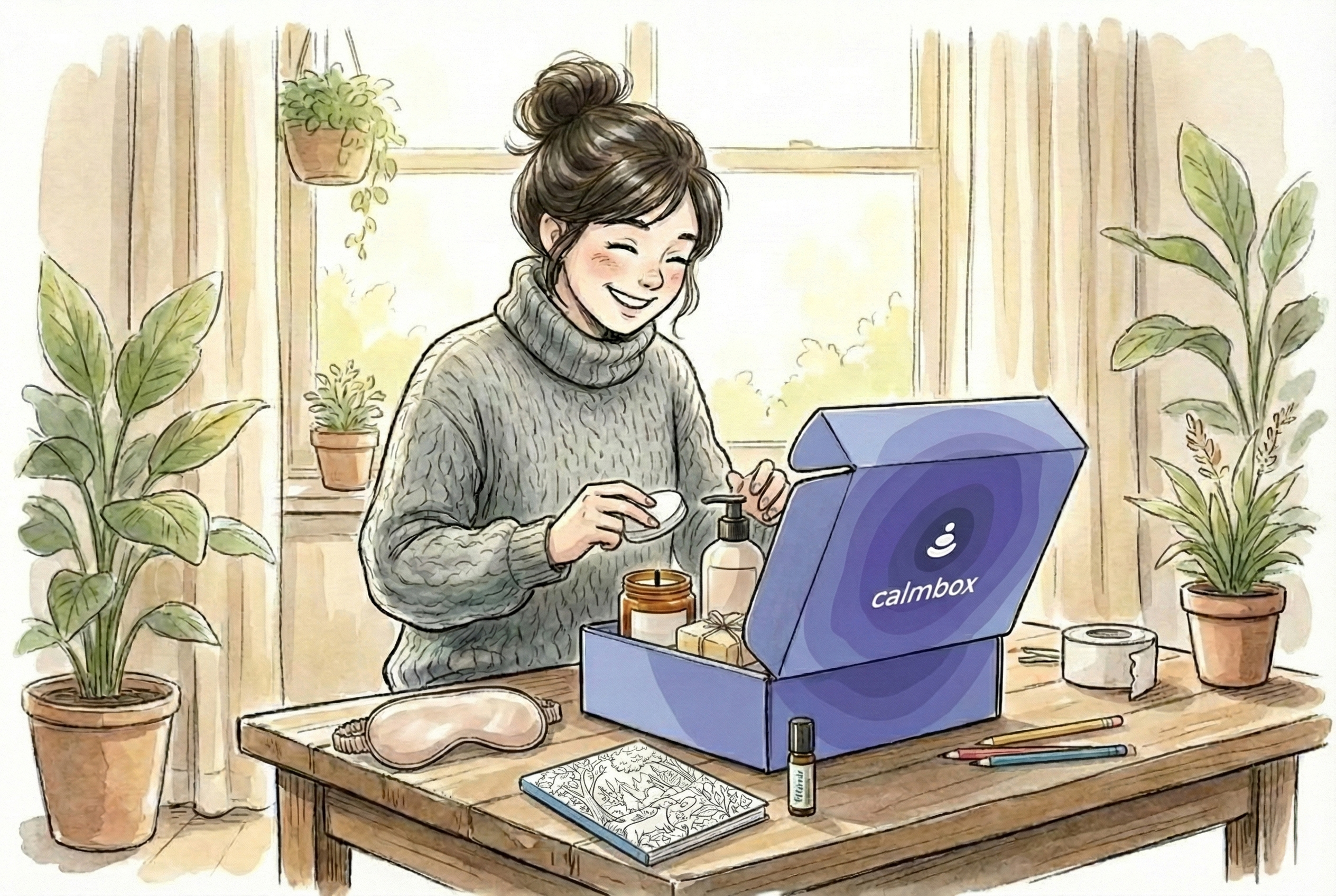 Someone happily unpacking their calmbox